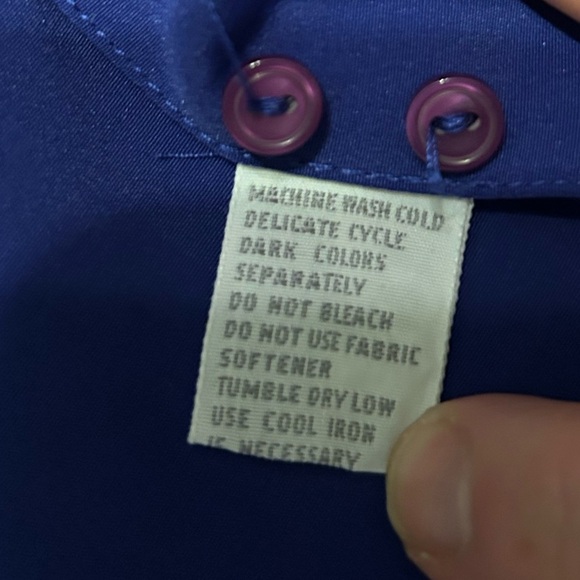 Woolf Bros Vintage 90s Light Academia  Cobalt Electric Blue High Neck Blouse M - Picture 5 of 7